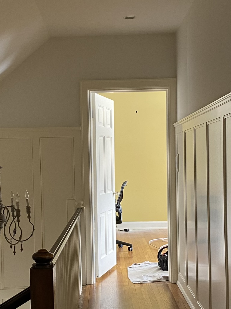 Curated Home library before, hallway view, by Twig and Trove Interiors
