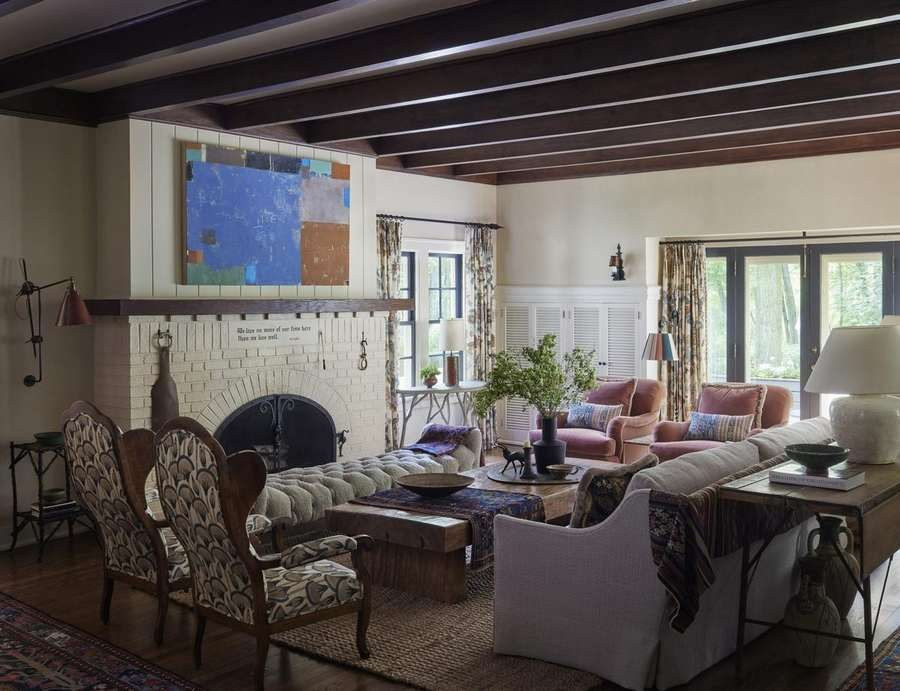 Collected Lodge living room after, designed by Kimberly Knight of Twig and Trove Interiors