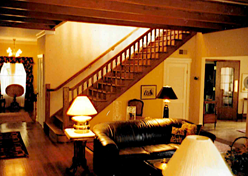 Collected Lodge stairwell before, by Twig and Trove Interiors