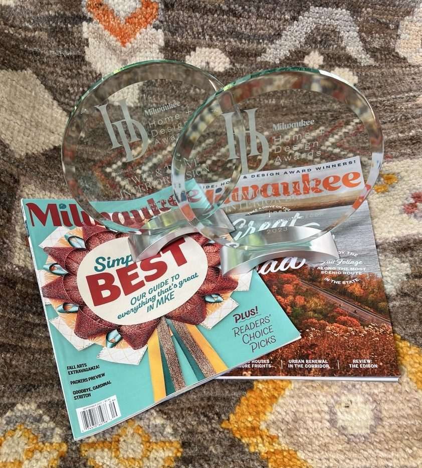 Two Milwaukee Magazine Home and Design Gold Awards won by Twig and Trove Interiors